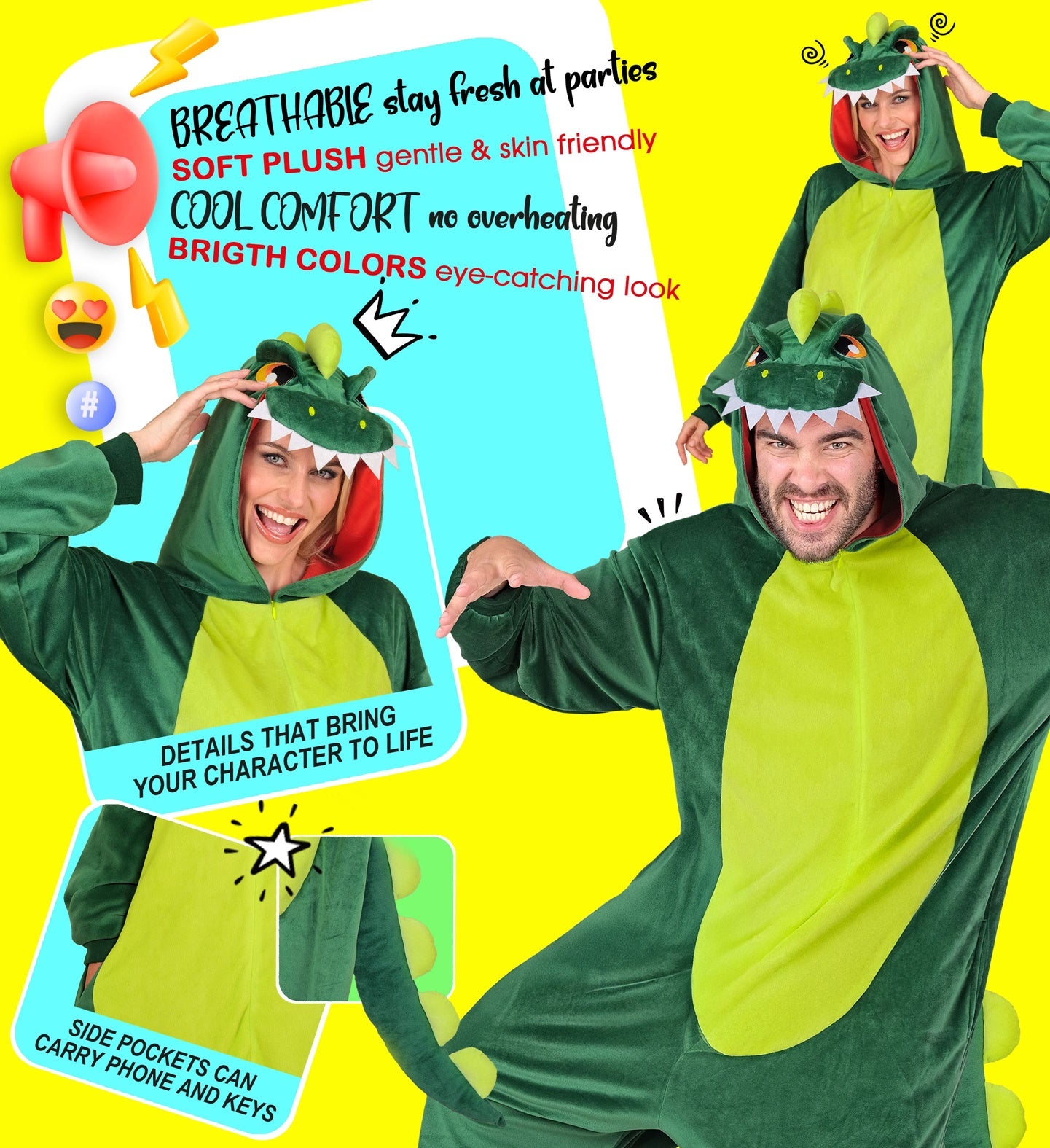 Plüsch Dinosaurier Kostüm Overall Onesie mit Kapuze
