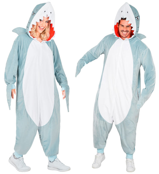 Plüsch Hai Kostüm Overall Onesie mit Kapuze