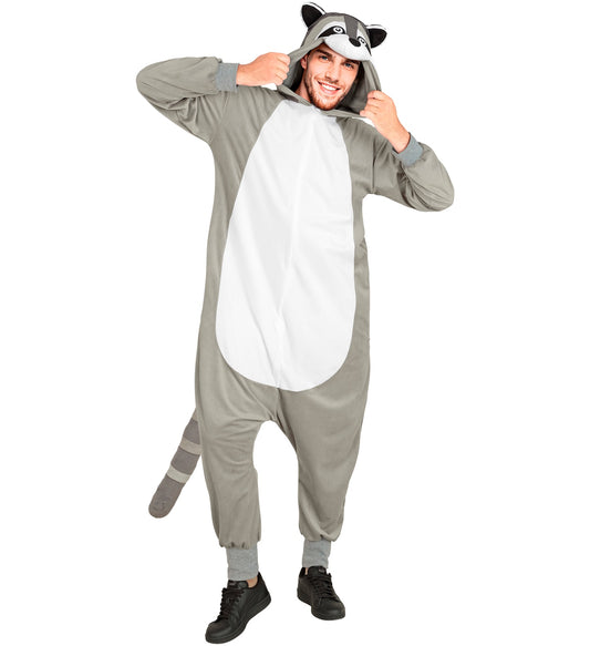 Plüsch Waschbär Kostüm Overall Onesie mit Kapuze