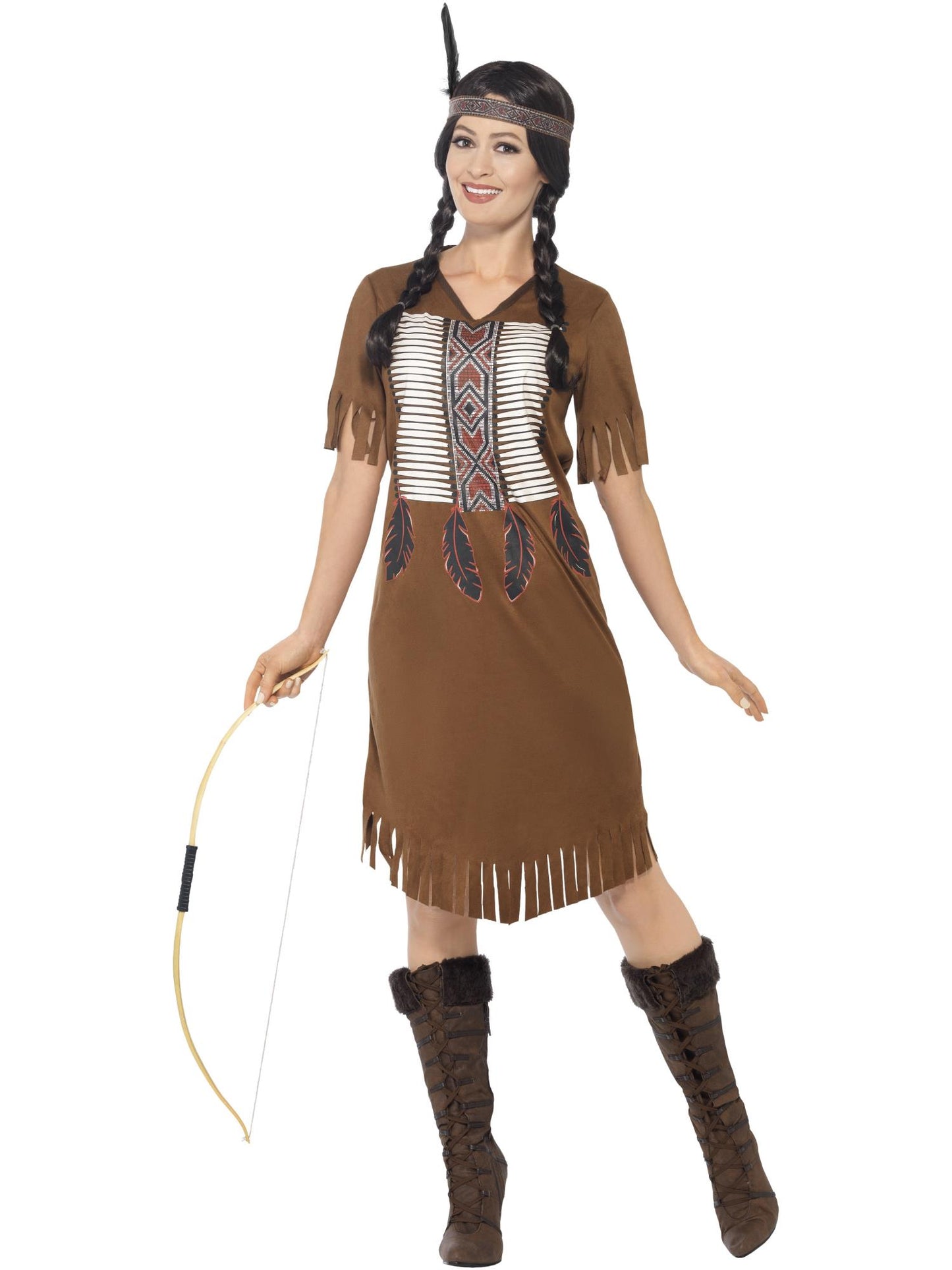 Smiffys INDIAN Native American Inspired Warrior Princess Costume, CS für Damen