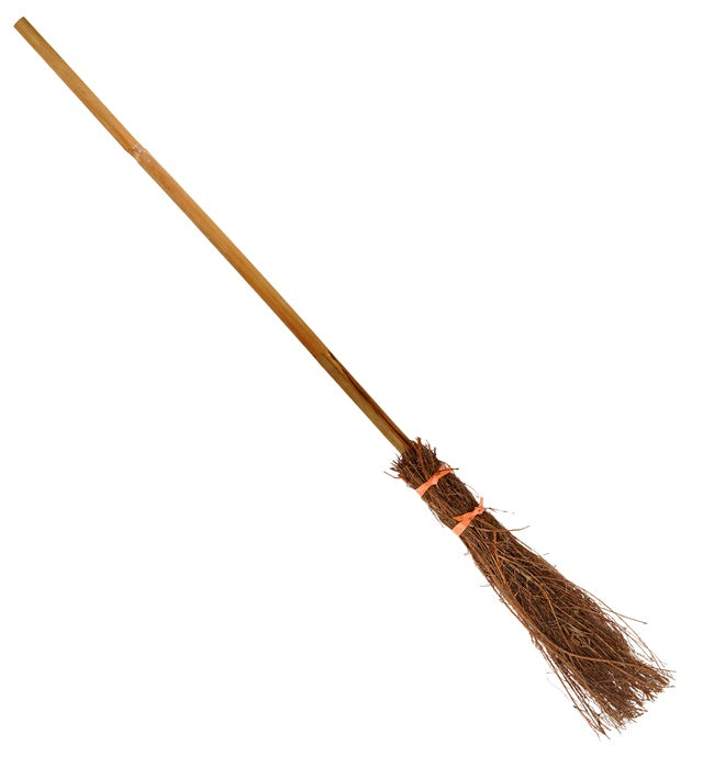 Hexenbesen 107 cm mit Holzstiel und natürlichen Borsten für Halloween und Fasnacht