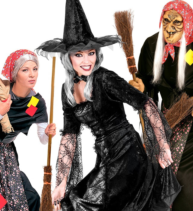 Hexenbesen 107 cm mit Holzstiel und natürlichen Borsten für Halloween und Fasnacht