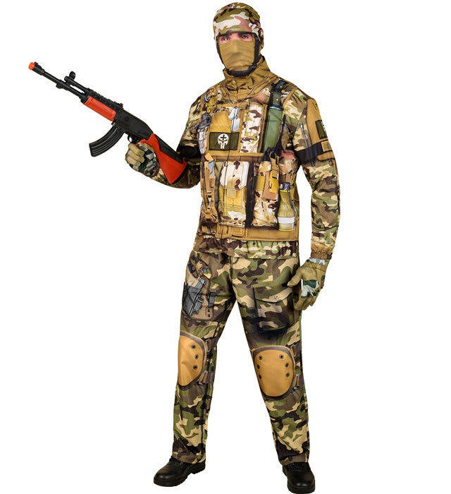 Soldaten-Kostüm Komplettset mit Maske, Hose und Handschuhen für Fasnacht