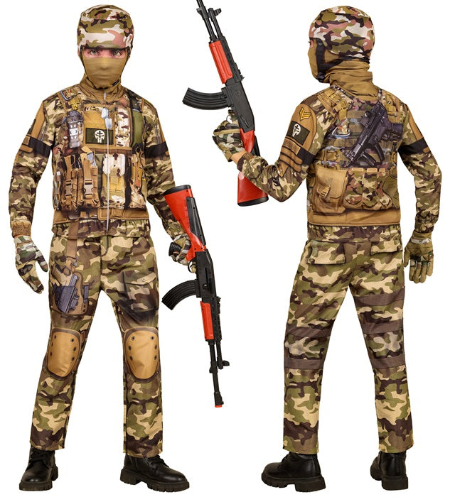 Soldat Fast Kostüm Komplettset mit Maske und Handschuhen für Fasnacht