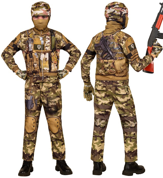 Soldat Fast Kostüm Komplettset mit Maske und Handschuhen für Fasnacht