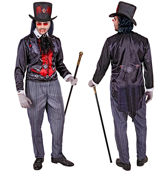Vampir-Fast-Kostüm mit Oberteil, Hose, Hut und Jabot für Fasnacht