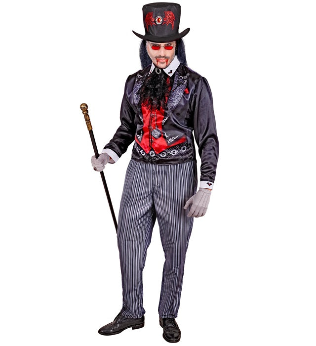 Vampir-Fast-Kostüm mit Oberteil, Hose, Hut und Jabot für Fasnacht