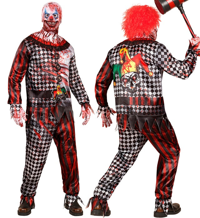 Killer Clown Fasnachtskostüm mit Maske, Oberteil, Hose und Handschuhen