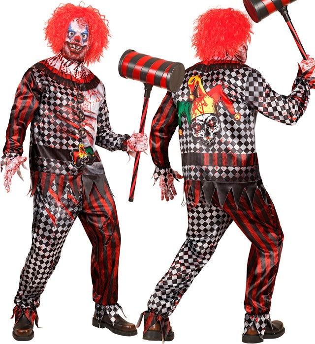 Killer Clown Fasnachtskostüm mit Maske, Oberteil, Hose und Handschuhen