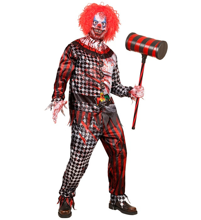 Killer Clown Fasnachtskostüm mit Maske, Oberteil, Hose und Handschuhen