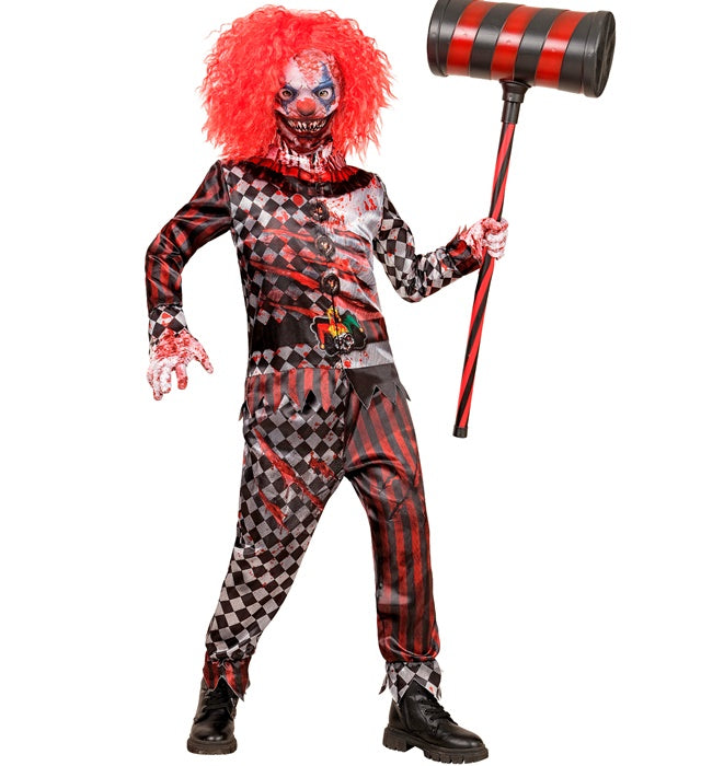 Killer Clown Fasnachtskostüm mit Maske, Handschuhen, Oberteil und Hose