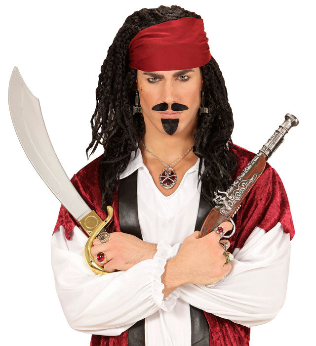 Ohrstecker mit schwarzer Piratenflagge und Totenkopf-Motiv
