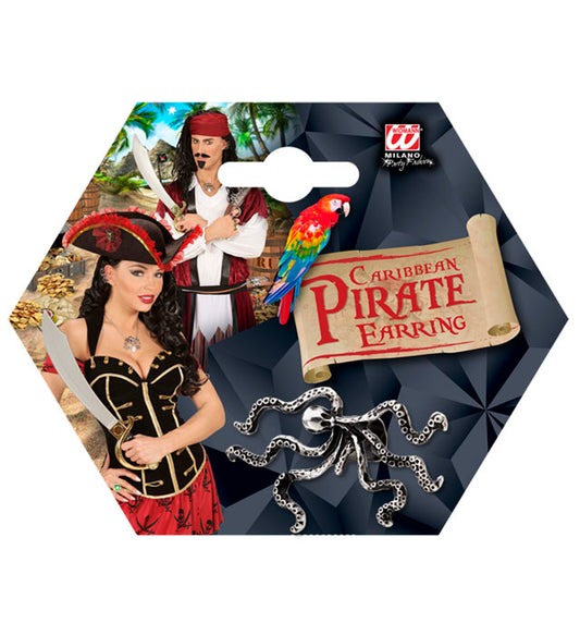 Ohrclip mit Krake als Fasnachtsschmuck für Piratenkostüm