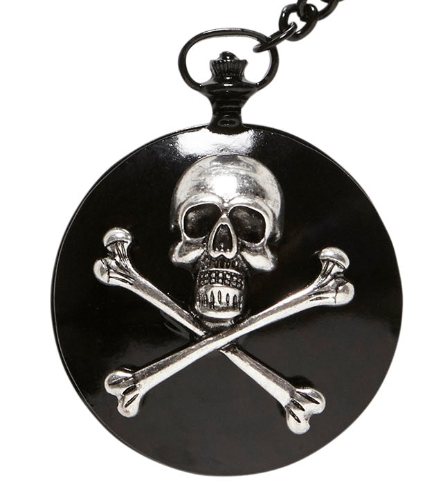 Piraten-Taschenuhr mit Totenkopf und gekreuzten Knochen an Kette