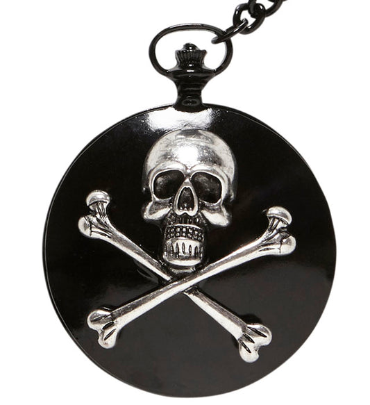 Piraten-Taschenuhr mit Totenkopf und gekreuzten Knochen an Kette