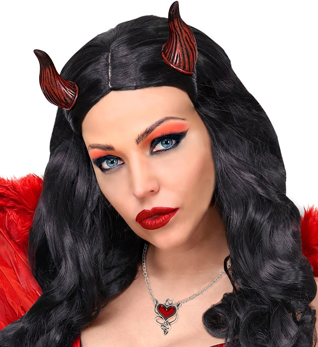 Halskette mit rotem Herzjuwel auf schwarzem Band, Halloween Accessoire