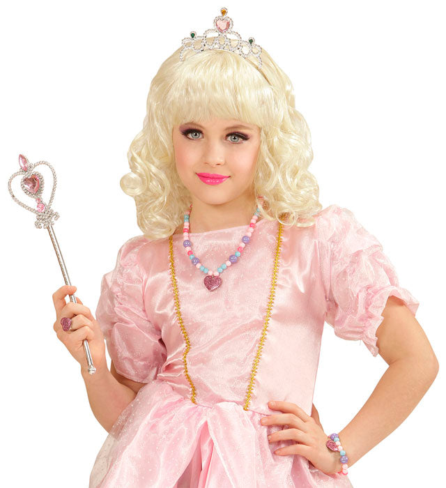 Kinderschmuck-Set mit Perlen und Herzanhänger in drei Farben für Fasnacht und Mottoparty