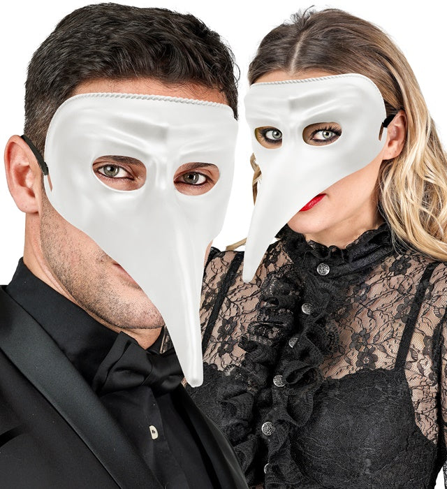 Weiße venezianische Maske aus Kunststoff zum Bemalen und Gestalten