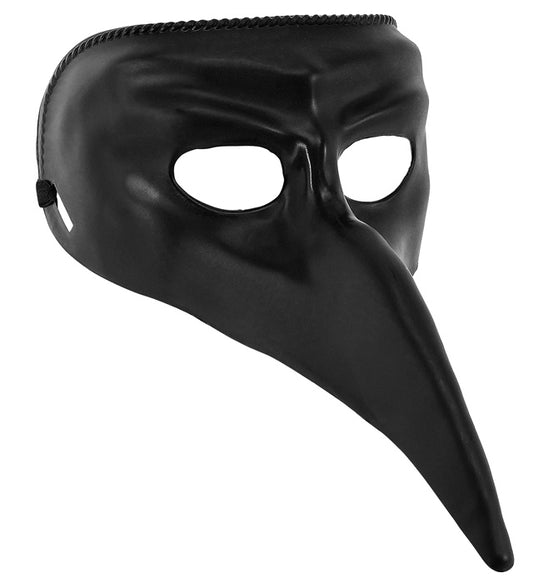 Schwarze venezianische Maske aus Kunststoff für Fasnacht