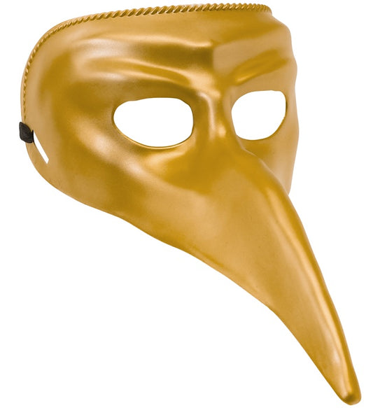 Goldene venezianische Maske aus Plastik für Fasnacht und Karneval