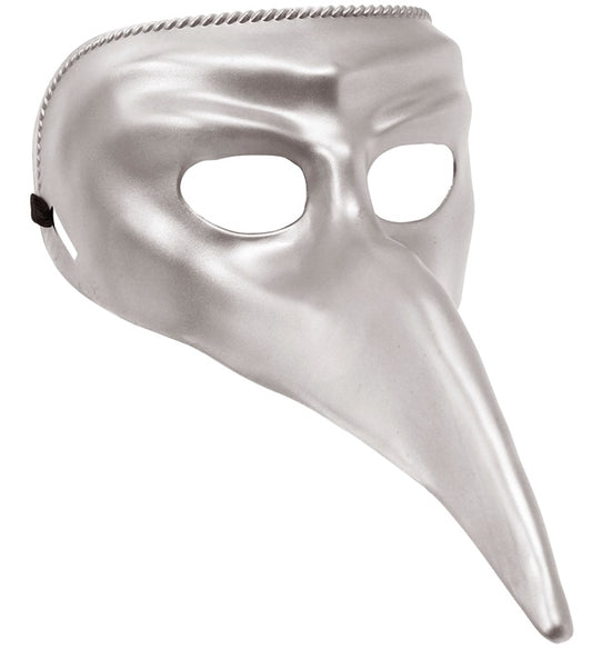 Silberne venezianische Maske aus Kunststoff mit filigranem Design