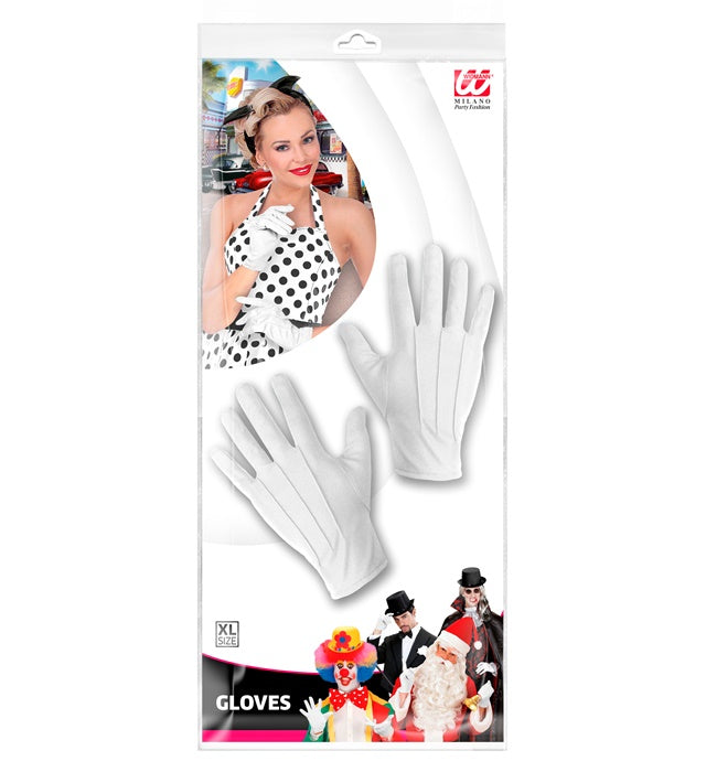 Weiße Handschuhe Größe XL als Kostümzubehör für Fasnacht