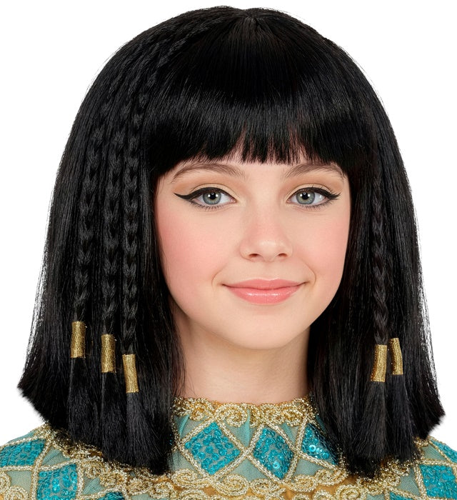 Cleopatra Perücke mit kunstvoll geflochtenem Haar und dekorativen Verzierungen