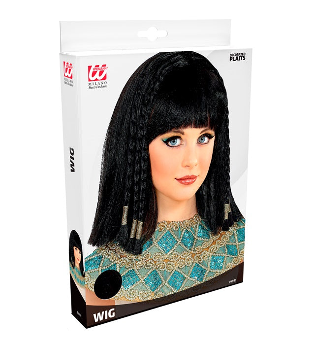 Cleopatra Perücke mit kunstvoll geflochtenem Haar und dekorativen Verzierungen