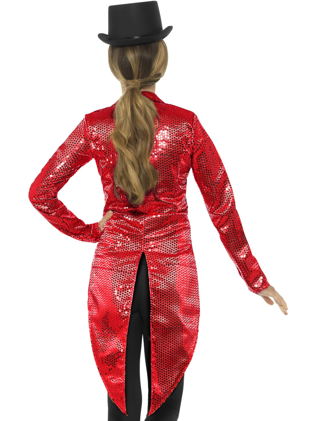 Smiffys PARTY rote Sequin Tailcoat Jacket für Damen – Detailansicht