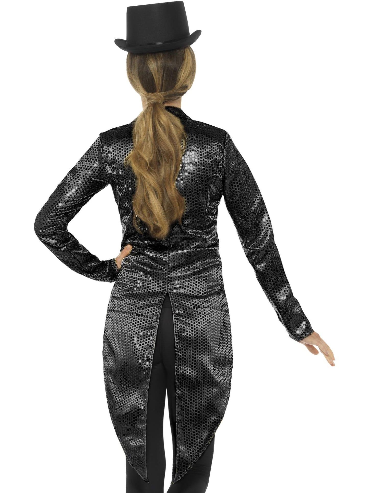 Smiffys PARTY Sequin Tailcoat Jacket, Ladies, Black CS für Damen