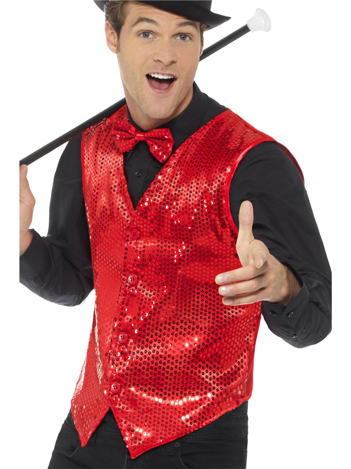Smiffys PARTY Sequin Waistcoat, Red CS für Unisex
