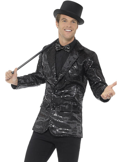 Smiffys PARTY Sequin Jacket, Mens, Black CS für Herren