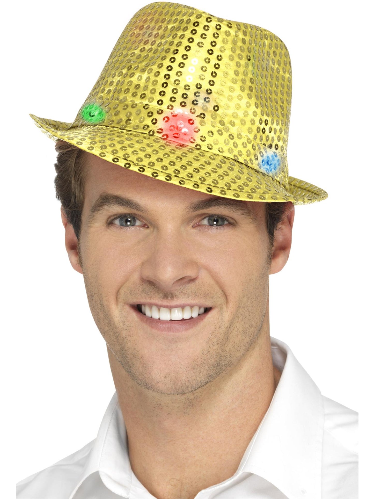Smiffys PARTY Light Up Sequin Trilby Hat, Gold für Unisex