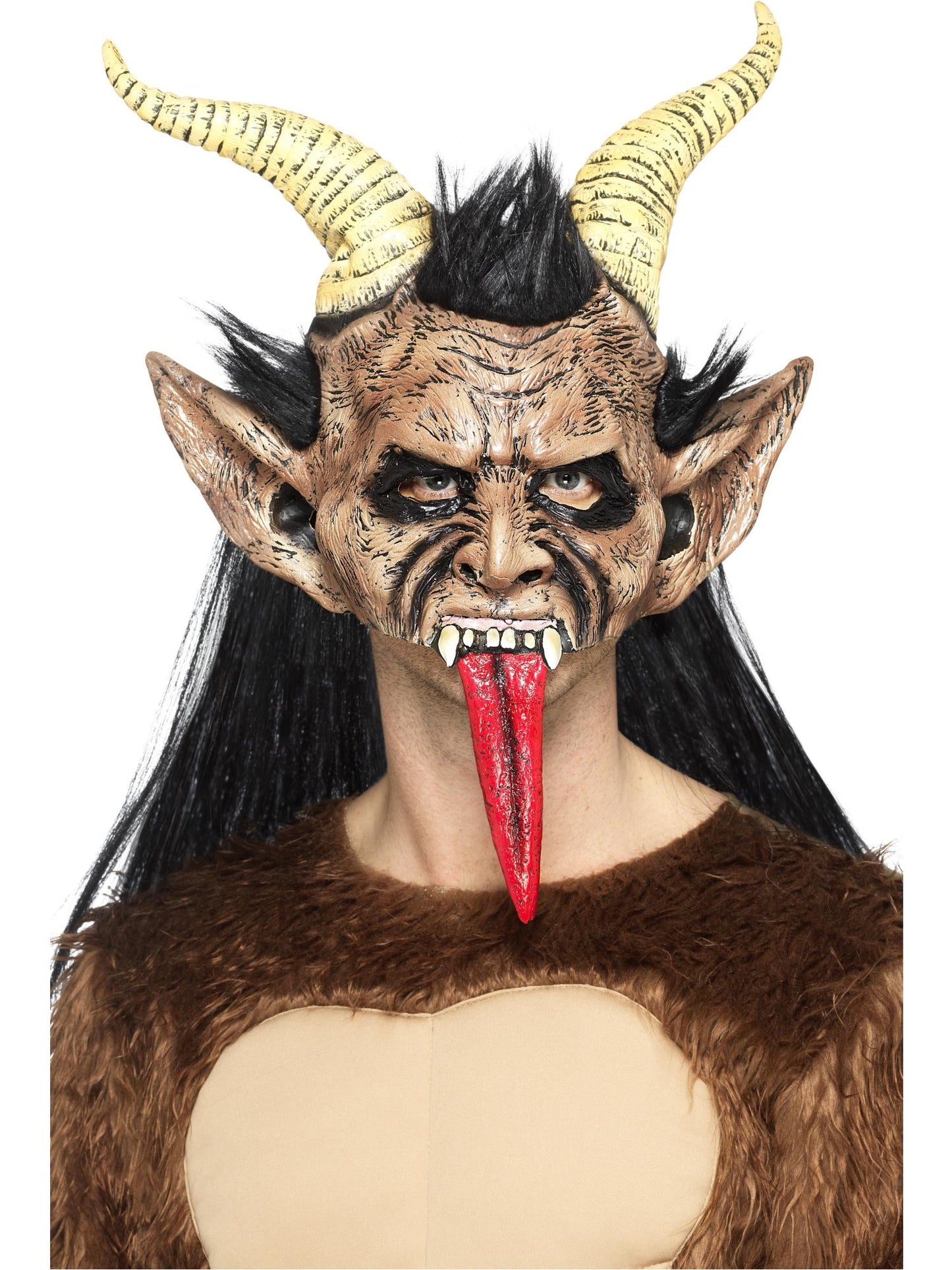Smiffys Beast / Krampus Demon Mask, Brown für Herren