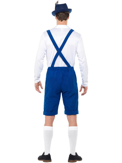 Smiffys Bavarian-Kostüm blau für Herren mit Hemd und Lederhosen – Detailansicht