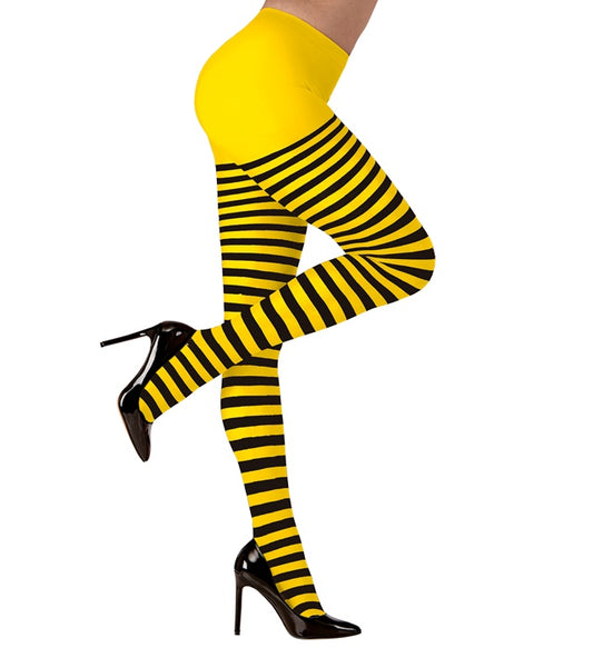 Blickdichte Strumpfhose mit gelb-schwarzem Bienen-Motiv 70 DEN