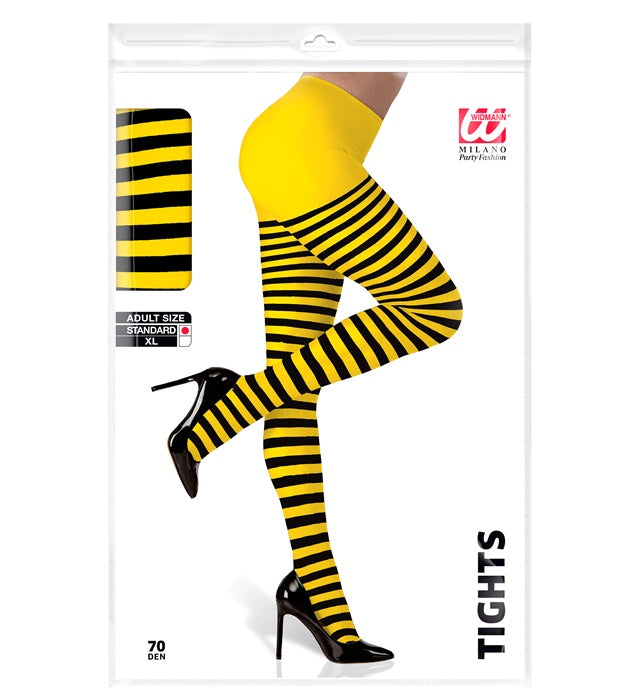 Blickdichte Strumpfhose mit gelb-schwarzem Bienen-Motiv 70 DEN