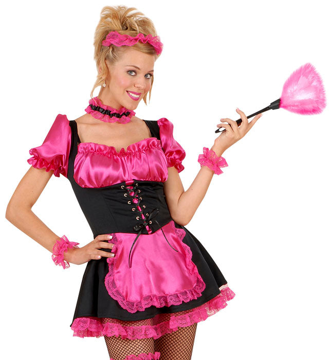 Rosa Staubwedel als Kostümzubehör für Fasnacht und Karneval