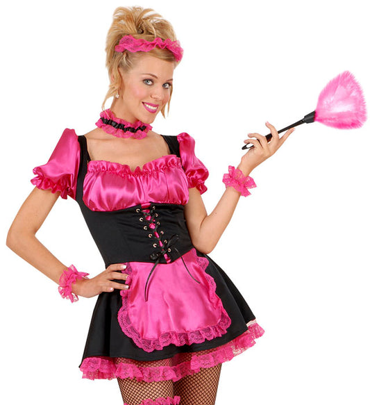 Rosa Staubwedel als Kostümzubehör für Fasnacht und Karneval