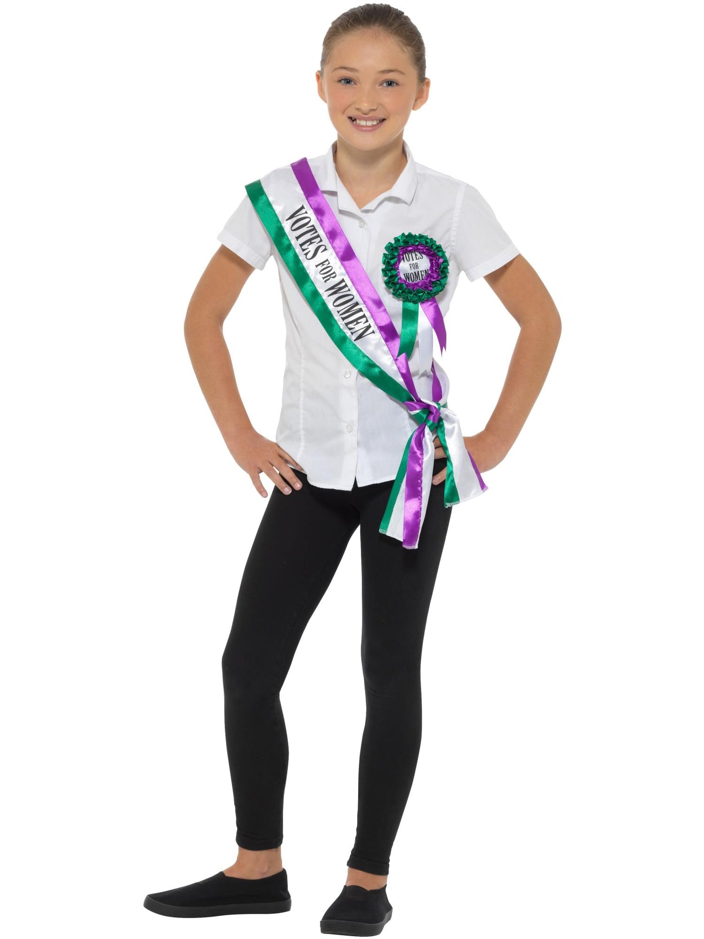 Smiffys Victorian Suffragette Kit, White & Purple AC für Damen