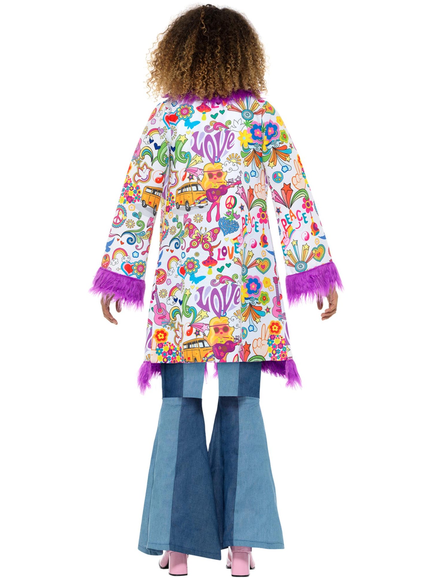 Smiffys 60s Groovy Hippie Coat, Multi-Coloured CS für Damen