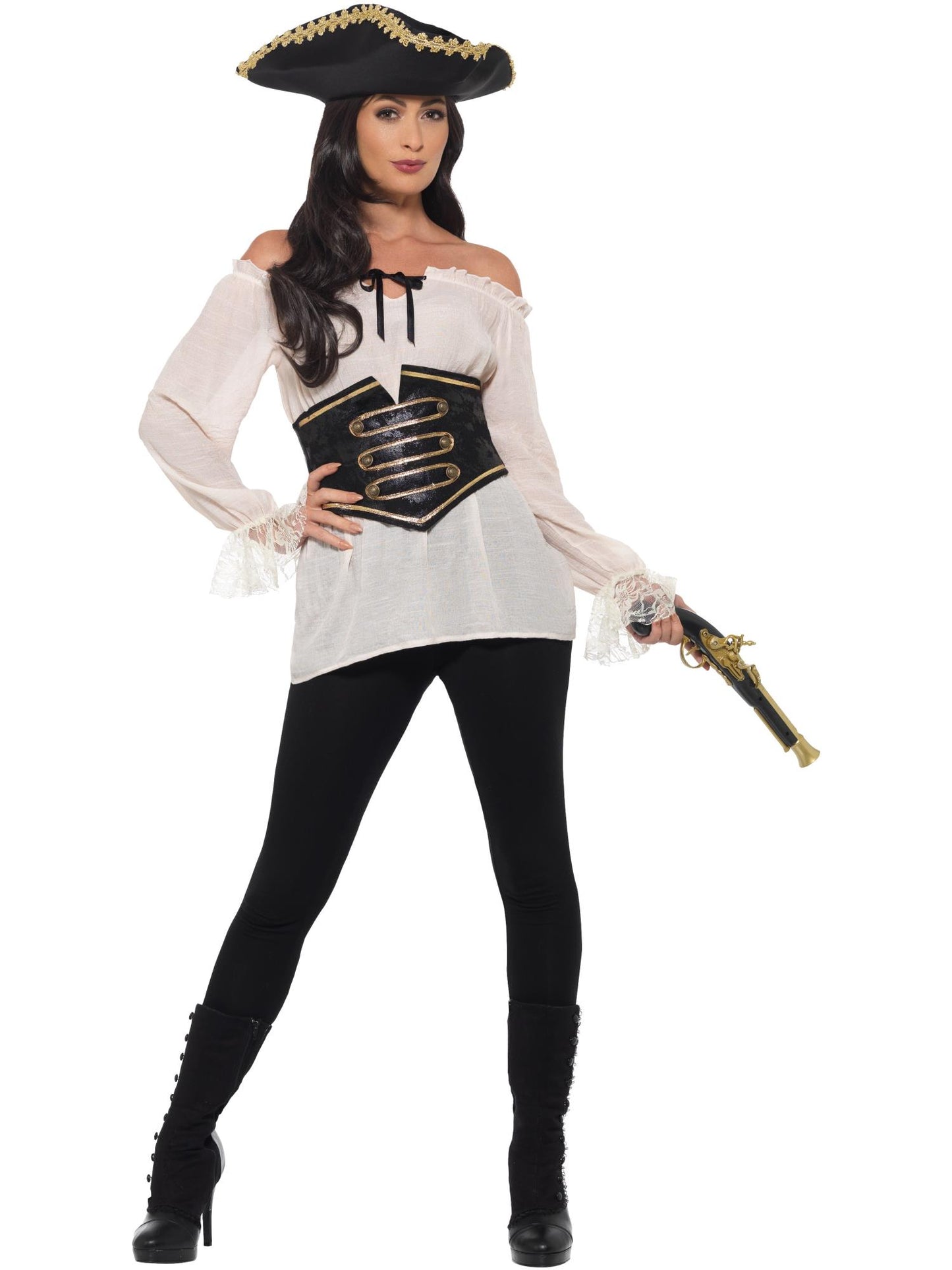 Smiffys Deluxe Pirate Shirt, Ladies, Ivory AC für Damen