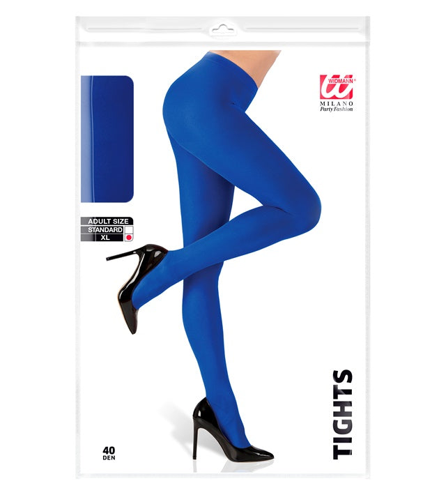 Blaue Strumpfhose 40 DEN auf weissem Hintergrund