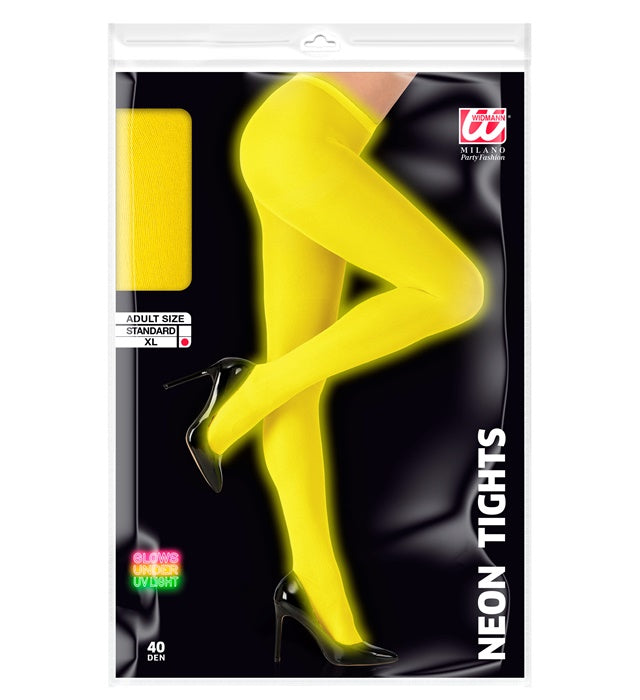 Neon gelbe Strumpfhose 40 DEN für Fasnacht und Karneval