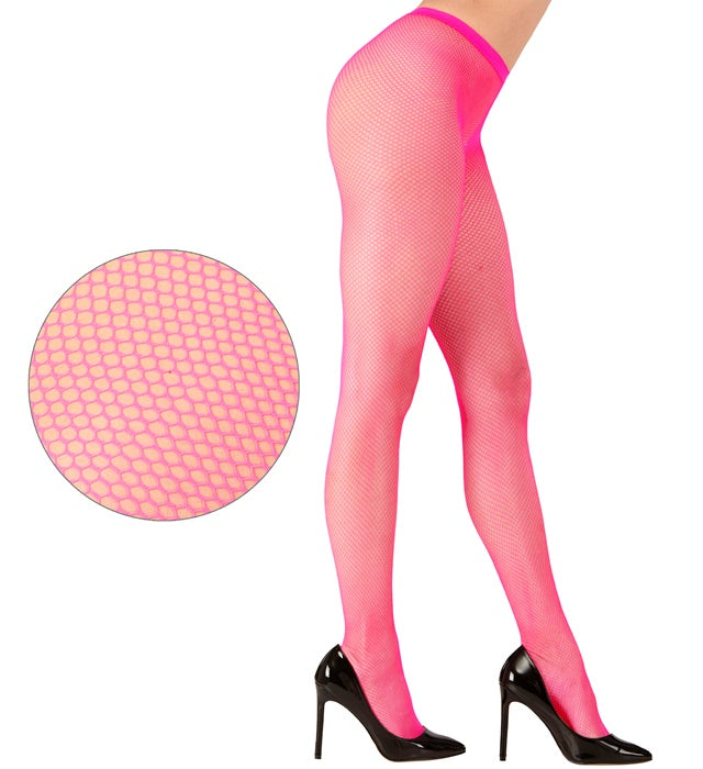 Neon pinke Netzstrumpfhose für Fasnacht und Mottoparty