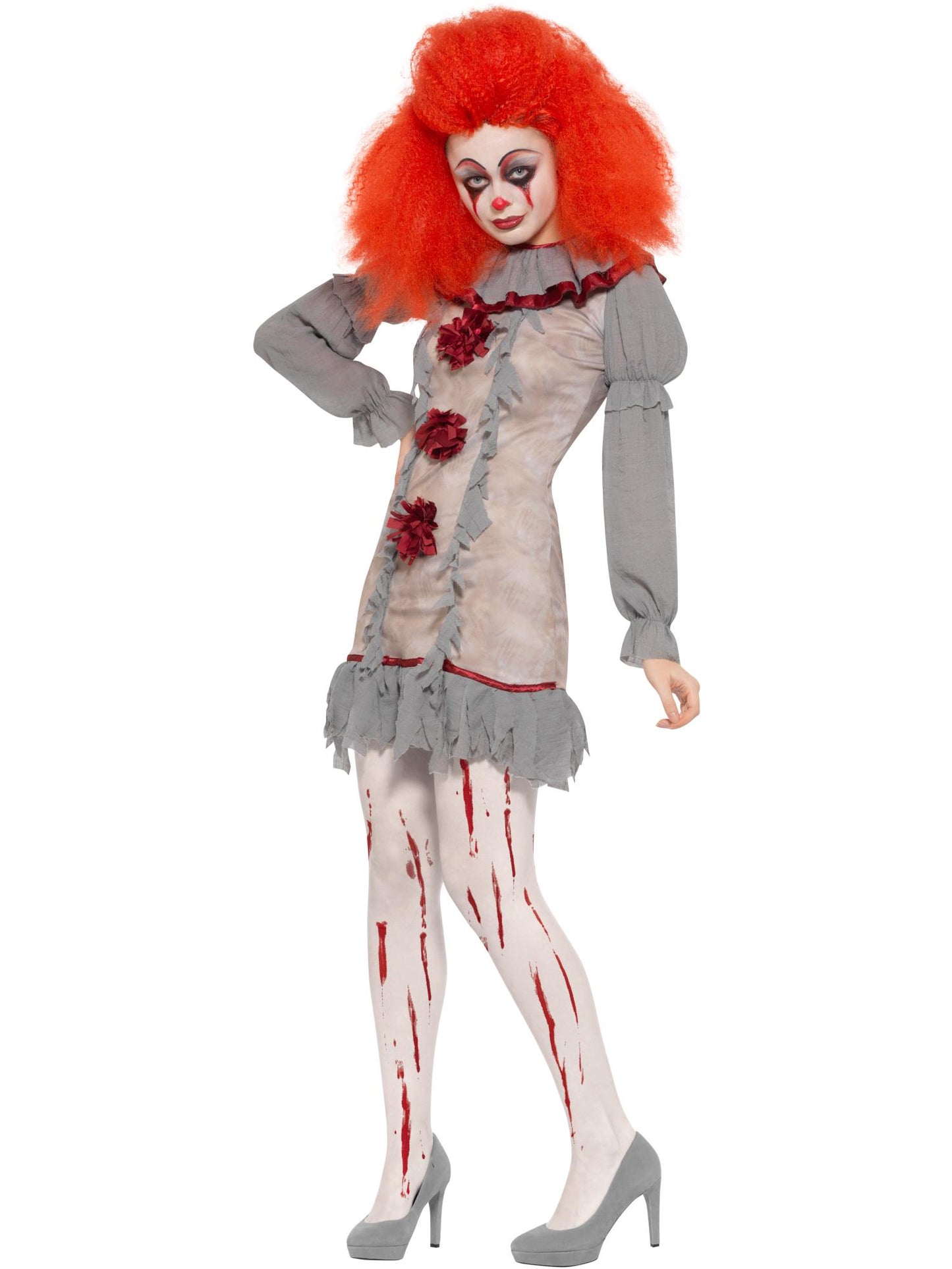 Smiffys Vintage Clown Lady Costume, Grey & Red CS für Damen