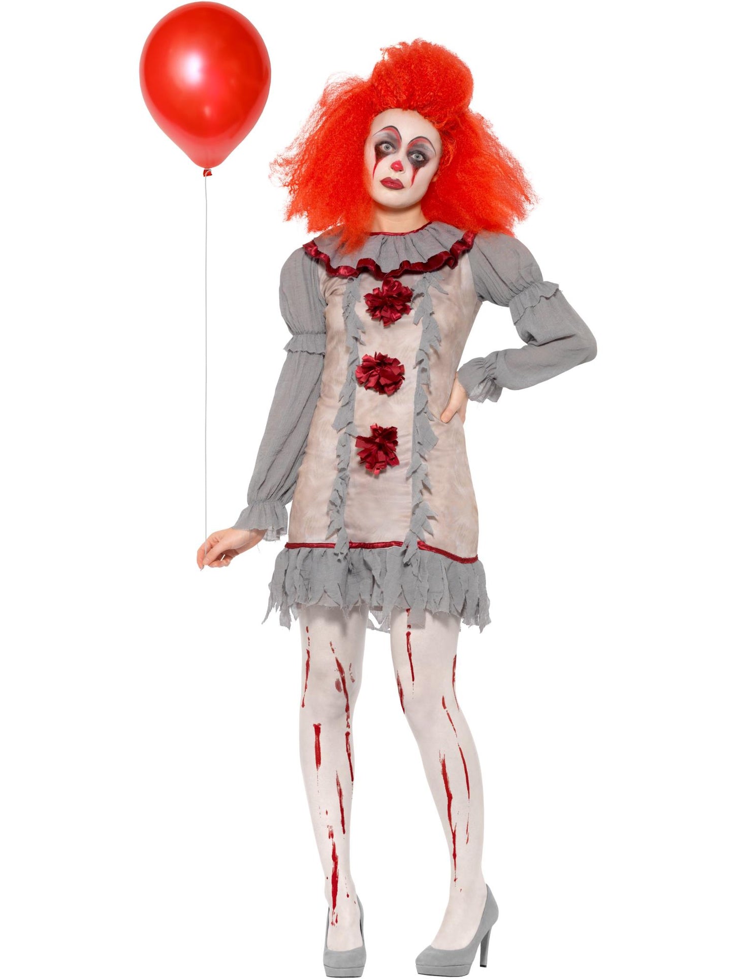 Smiffys Vintage Clown Lady Costume, Grey & Red CS für Damen