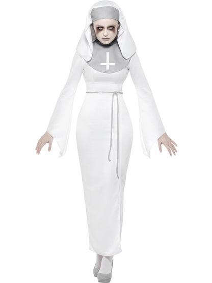 Smiffys Haunted Asylum Nun Kostüm für Damen in Weiss – Produktansicht