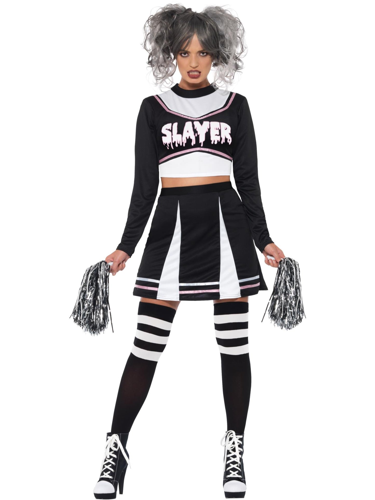 Smiffys Fever Gothic Cheerleader Costume, Black CS für Damen