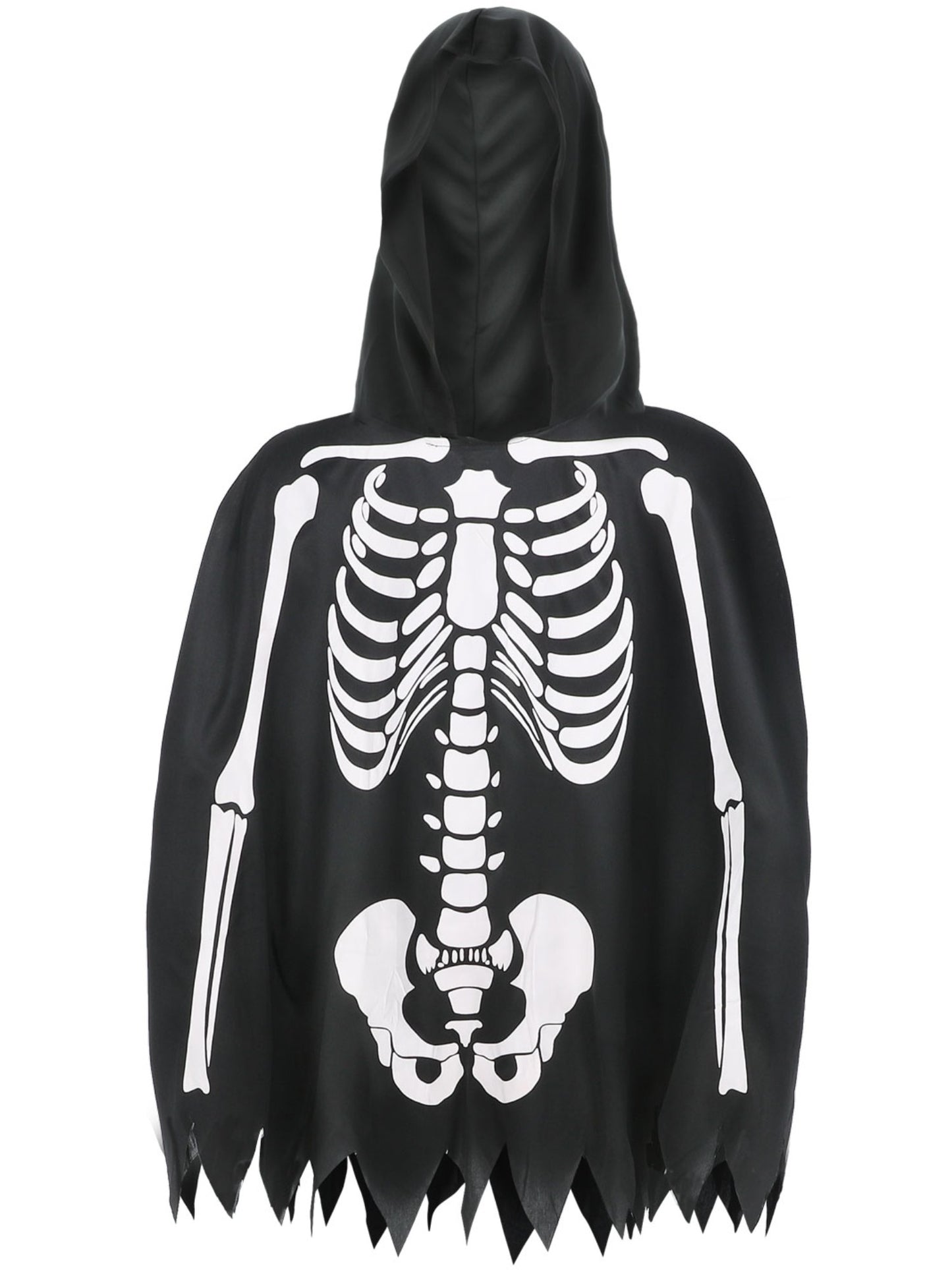 Smiffys Skeleton Kostüm-Set Schwarz mit Poncho und Handschuhen – Detailansicht